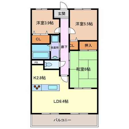 岩塚駅 バス11分  鷹居下車：停歩9分 3階の物件間取画像